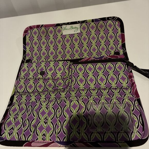 Vera Bradley  Trifold  Wallet- Magnetic Snap/ Black Multicolored Floral- Retired - Picture 5 of 15